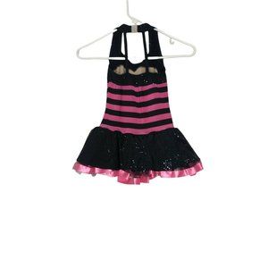 A Wish Come True Dance Costume Dress Tutu Pink Black MC Sequins Leotard Shorts